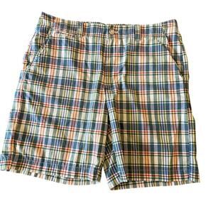 L.L. BEAN 100% Cotton Plaid Chino Shorts Mens size 34 Preppy  Camping